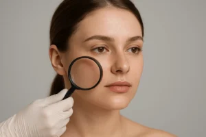 피부에 돋보기 사진