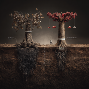 비만과 당뇨 2개의뿌리 모양